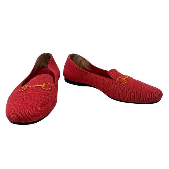 Vivaia Eillen Round-Toe Embroidered Flat Loafers in Ferrari Red Size 38 US 7 7.5 - Picture 3 of 12